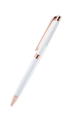 Léman Slim White Rose Gold Ballpoint Pen