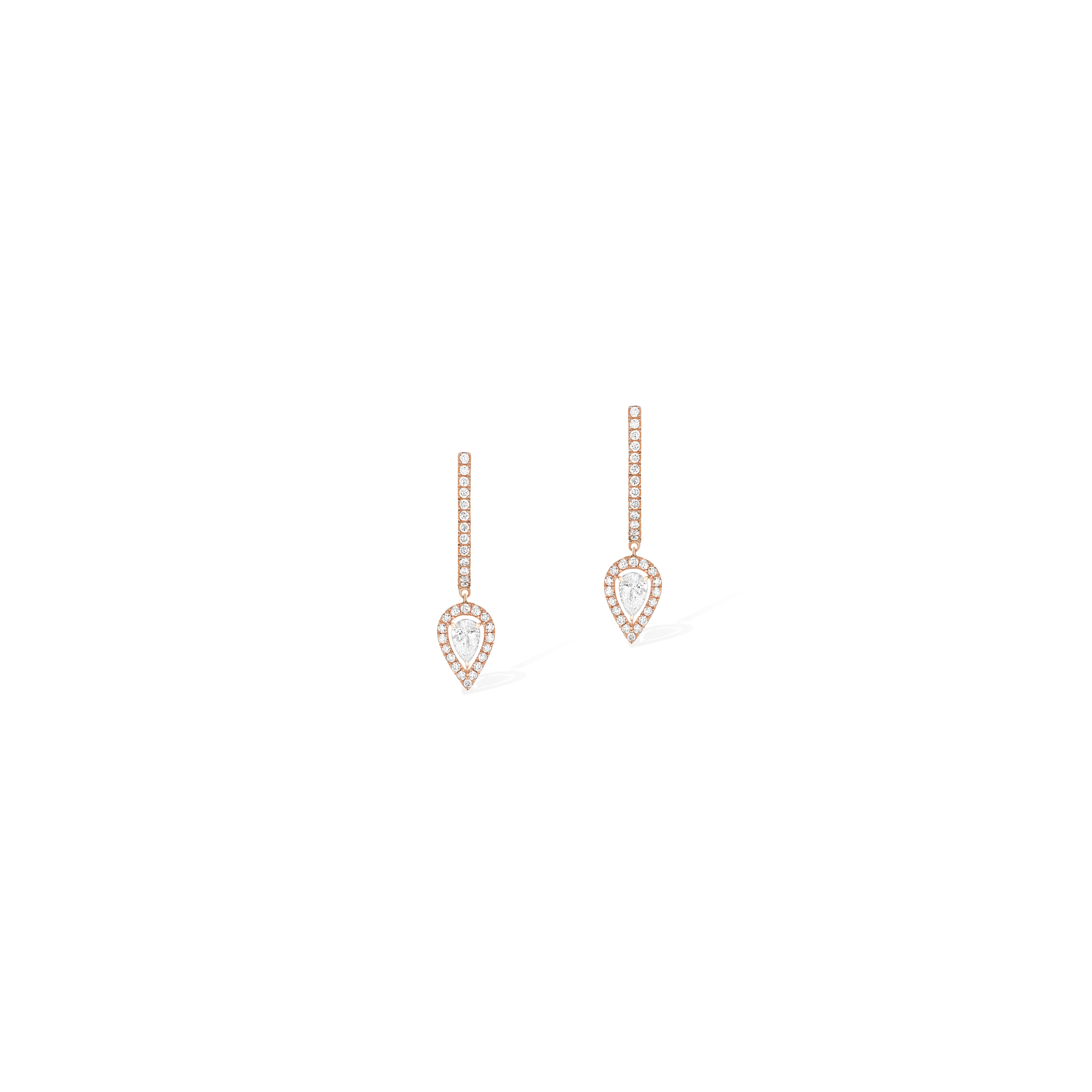 Joy Hoop Pear-Cut Diamond 2x0.10ct Pink Gold Earrings