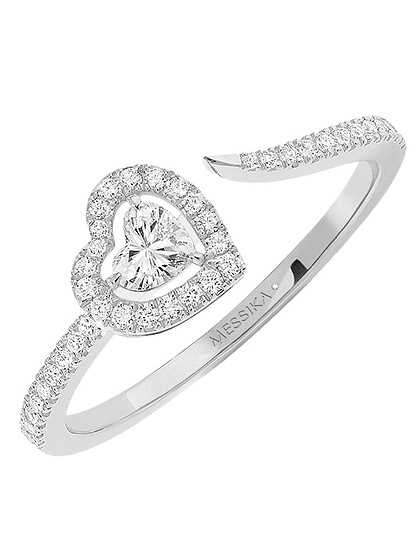 Sieviešu juvelierizstrādājumi  MESSIKA, Joy Cœur Pave-Set 0.15ct Diamond White Gold Ring, SKU: 11438-WG | dimax.lv