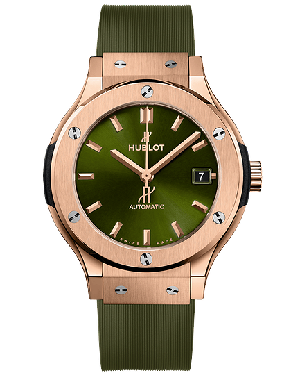 Men's watch / unisex  HUBLOT, Classic Fusion King Gold Green / 38mm, SKU: 565.OX.8980.RX | dimax.lv