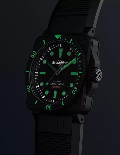 Vīriešu pulkstenis / unisex  BELL & ROSS, BR 03-92 Diver Black Matte / 42mm, SKU: BR0392-D-BL-CE/SRB | dimax.lv