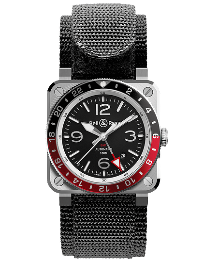 Мужские часы / унисекс  BELL & ROSS, BR 03-93 GMT / 42mm, SKU: BR0393-BL-ST/SCA | dimax.lv