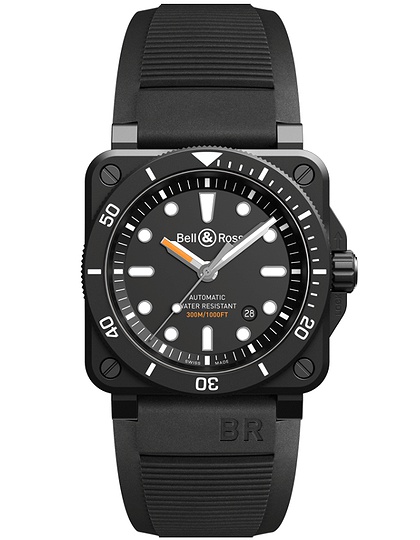 Men's watch / unisex  BELL & ROSS, BR 03-92 Diver Black Matte / 42mm, SKU: BR0392-D-BL-CE/SRB | dimax.lv