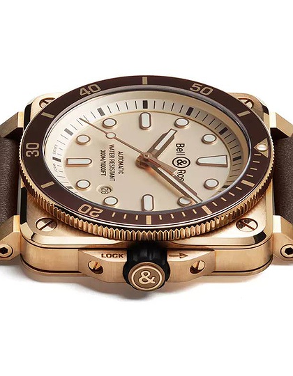 Men's watch / unisex  BELL & ROSS, BR 03-92 Diver White Bronze / 42mm, SKU: BR0392-D-WH-BR/SCA | dimax.lv