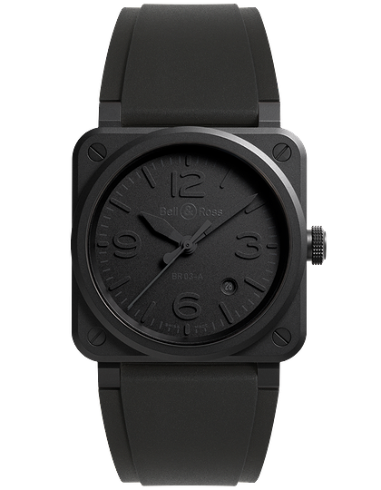 Men's watch / unisex  BELL & ROSS, BR 03 Phantom / 41mm, SKU: BR03A-PH-CE/SRB | dimax.lv