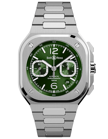 Vīriešu pulkstenis / unisex  BELL & ROSS, BR 05 Chrono Green Steel / 42mm, SKU: BR05C-GN-ST/SST | dimax.lv