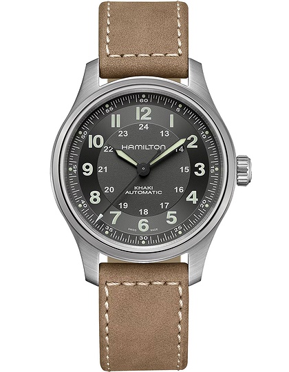 Men's watch / unisex  HAMILTON, Khaki Field Titanium Auto / 42mm, SKU: H70545550 | dimax.lv