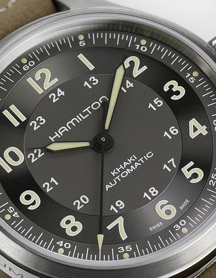 Men's watch / unisex  HAMILTON, Khaki Field Titanium Auto / 42mm, SKU: H70545550 | dimax.lv