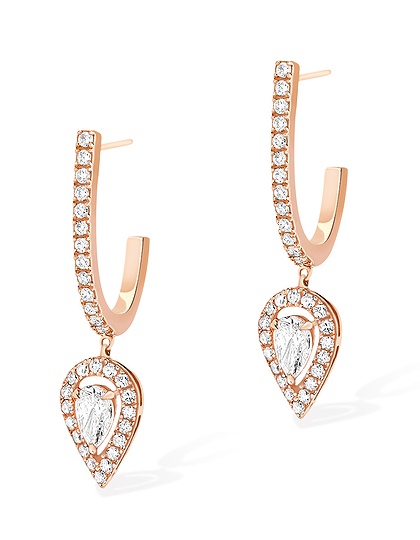 Женские ювелирные изделия  MESSIKA, Joy Hoop Pear-Cut Diamond 2x0.10ct Pink Gold Earrings, SKU: 07480-PG | dimax.lv