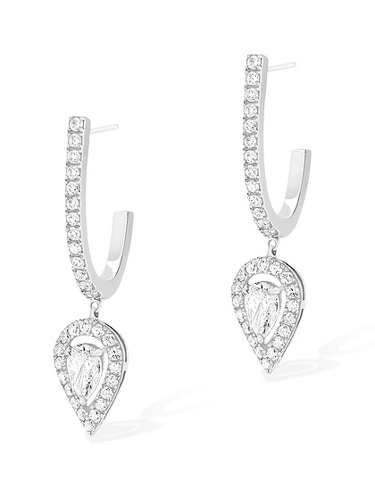Women Jewellery  MESSIKA, Joy Hoop Pear-Cut Diamond 2x0.10ct White Gold Earrings, SKU: 07480-WG | dimax.lv