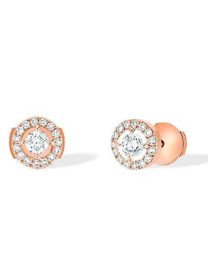 Sieviešu juvelierizstrādājumi  MESSIKA, Joy Round 2x0.10ct Diamonds Pink Gold Earrings, SKU: 06991-PG | dimax.lv