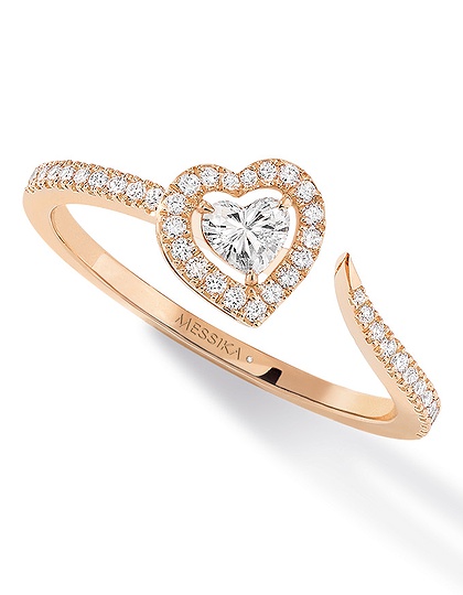 Женские ювелирные изделия  MESSIKA, Joy Cœur Pave-Set 0.15ct Diamond Pink Gold Ring, SKU: 11438-PG | dimax.lv