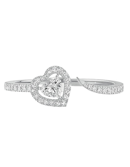 Женские ювелирные изделия  MESSIKA, Joy Cœur Pave-Set 0.15ct Diamond White Gold Ring, SKU: 11438-WG | dimax.lv