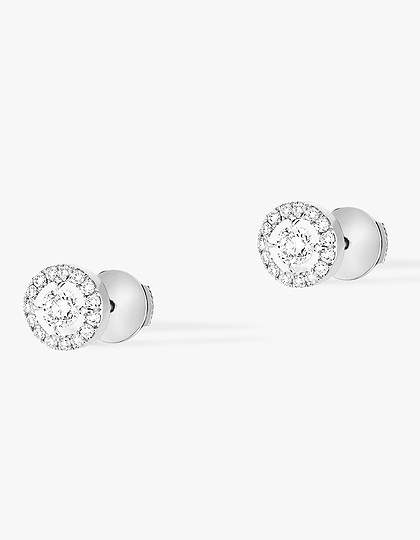 Женские ювелирные изделия  MESSIKA, Joy Round 2x0.10ct Diamonds White Gold Earrings, SKU: 06991-WG | dimax.lv