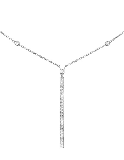 Sieviešu juvelierizstrādājumi  MESSIKA, Gatsby Vertical Bar White Gold Diamond Necklace, SKU: 05448-WG | dimax.lv