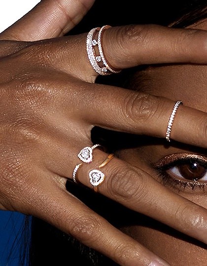 Women Jewellery  MESSIKA, Joy Cœur Pave-Set 0.15ct Diamond Pink Gold Ring, SKU: 11438-PG | dimax.lv